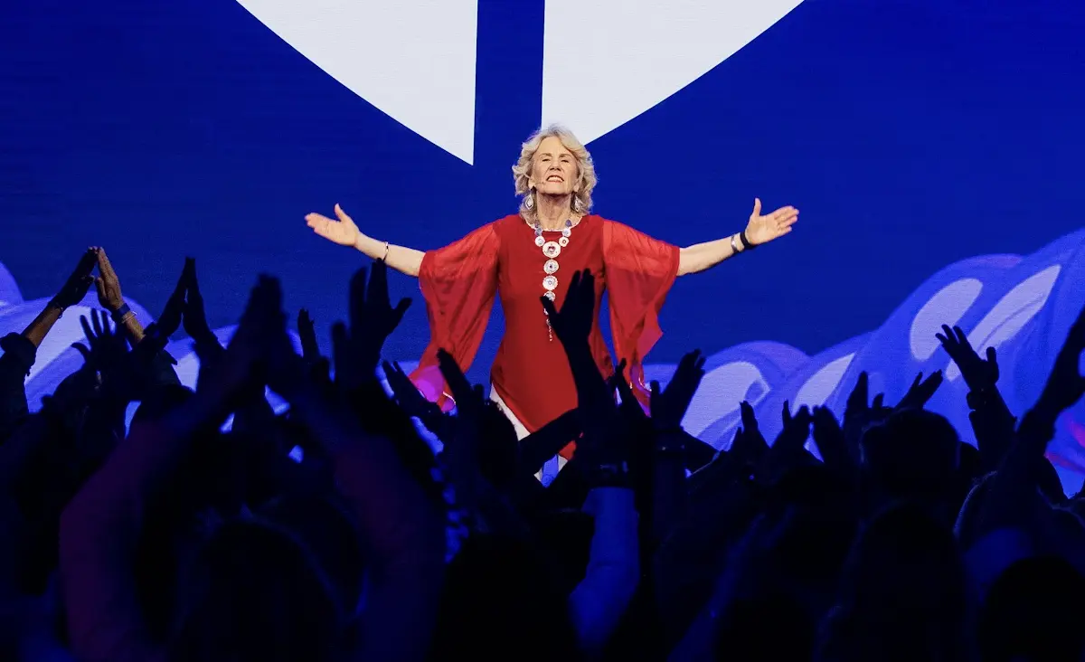 Anodea Judith speaking at an event