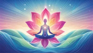 Silhouette in lotus flower in lotus position